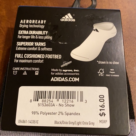 ~Adidas~ Black & Gray No Show Socks - Picture 4 of 4